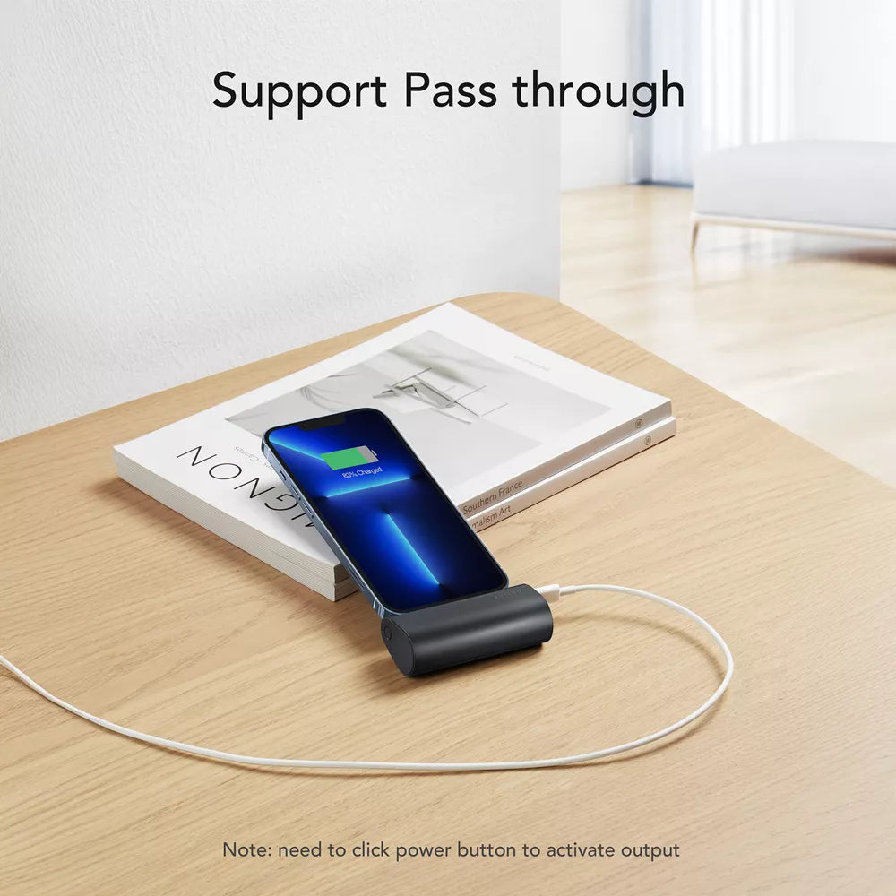 Veger - PlugON-L - 5,000mAh 20W Non-MFI Lightning Power Delivery LED Indicator Ultra Small Powerbank - Black