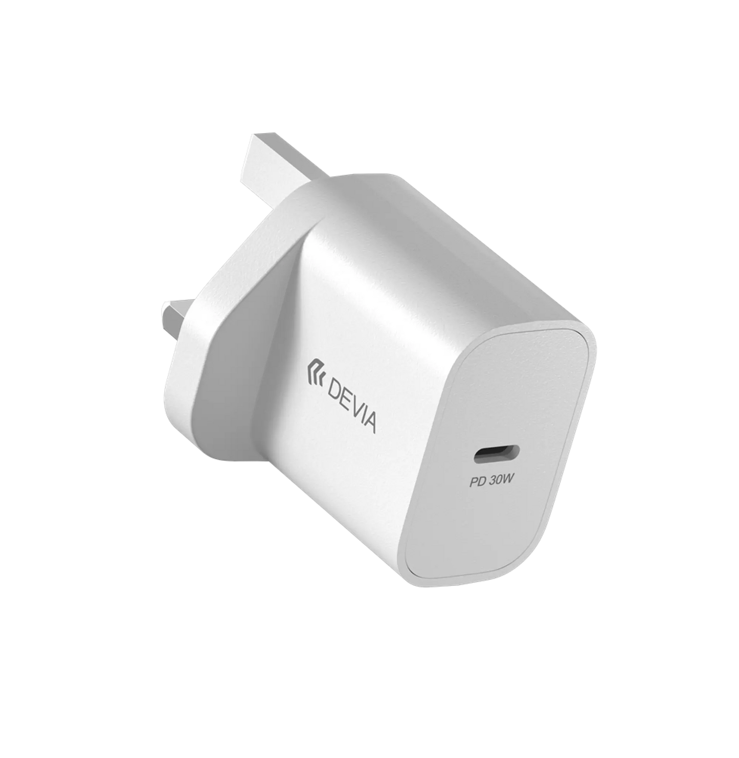 Devia - 30W GaN USB-C Power Delivery 3-Pin UK Charging Plug - White