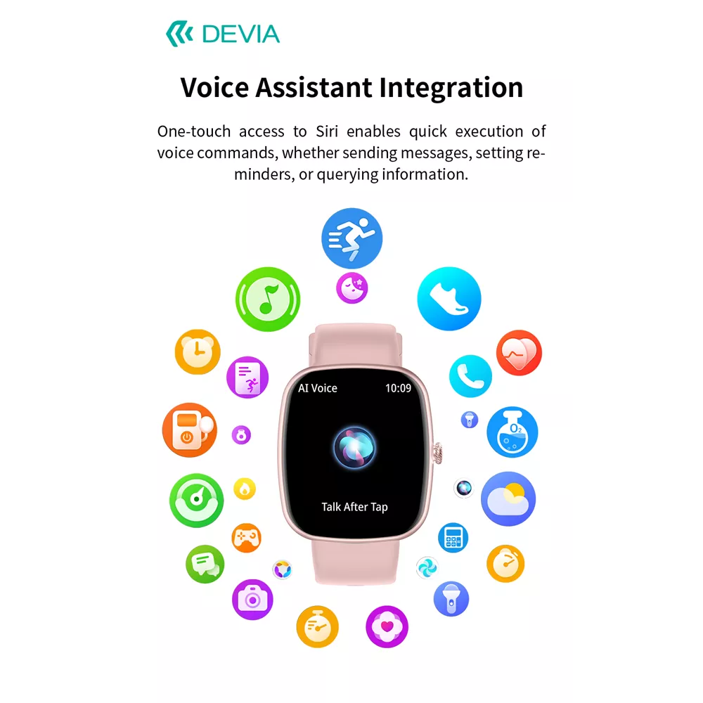 Devia - WT5 - Wireless Calling Bluetooth Waterproof SmartWatch - Black