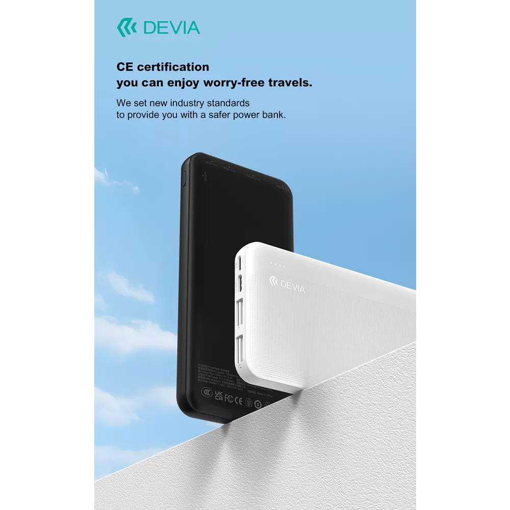 Devia - 10,000mAh Kintone Dual Port LED Indicator Powerbank - Black
