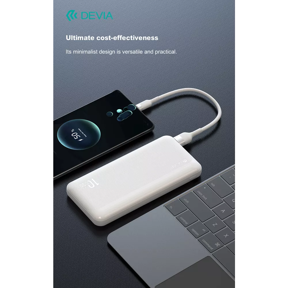 Devia - 10,000mAh Kintone Dual Port LED Indicator Powerbank - Black
