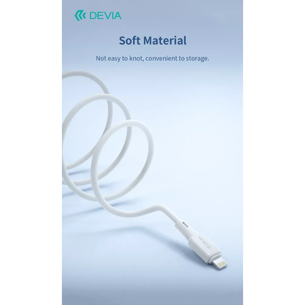 Devia - 1.2m (27W) USB-C to Non-MFI Lightning Silicone Cable - White
