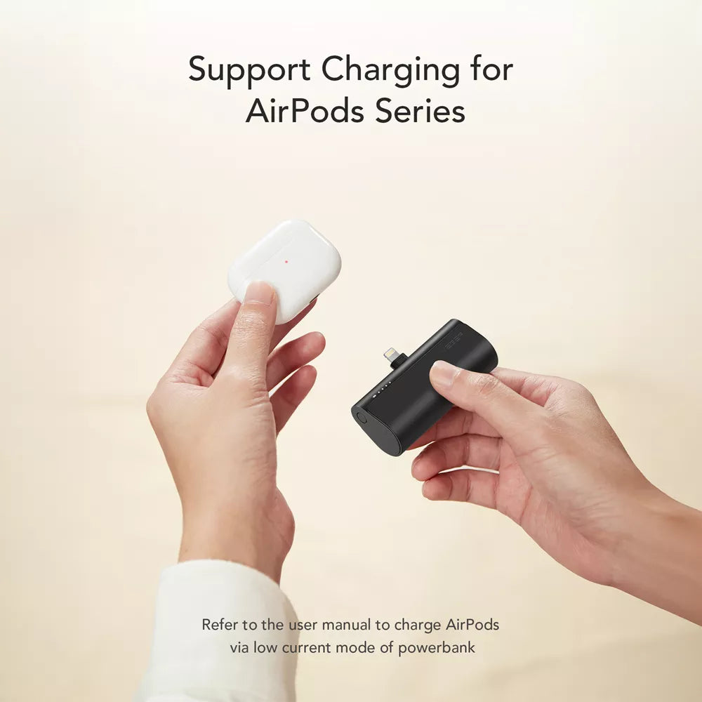 Veger - PlugON-L - 5,000mAh 20W Non-MFI Lightning Power Delivery LED Indicator Ultra Small Powerbank - Black