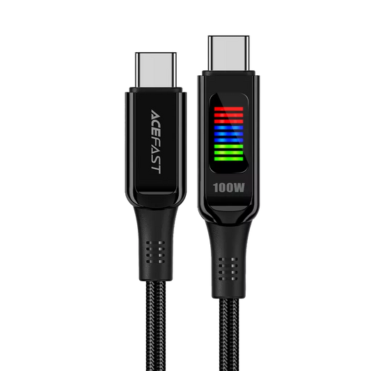 Acefast - 1.2m (100W) USB-C to USB-C Zinc Alloy Colour Display Cable - Black