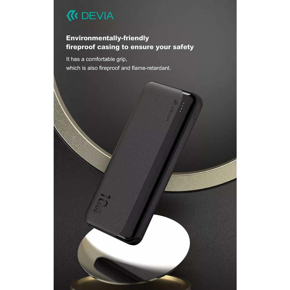 Devia - 10,000mAh Kintone Dual Port LED Indicator Powerbank - Black