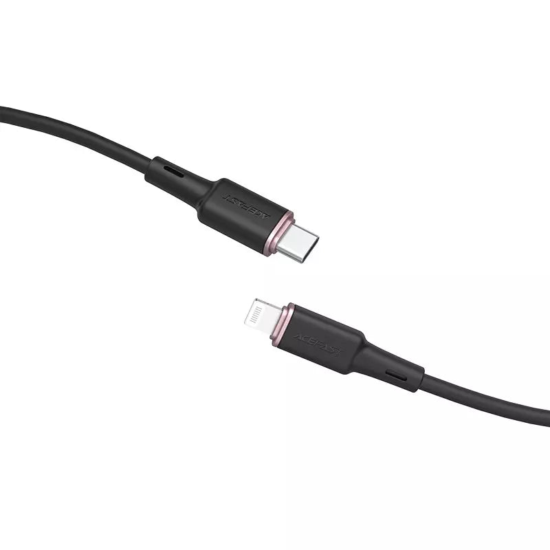 Acefast - 1.2m (30W) Power Delivery - Type C to MFI Lightning Silicone Cable - Black