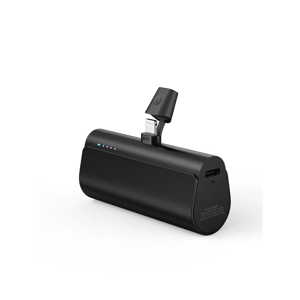 Veger - PlugON-L - 5,000mAh 20W Non-MFI Lightning Power Delivery LED Indicator Ultra Small Powerbank - Black