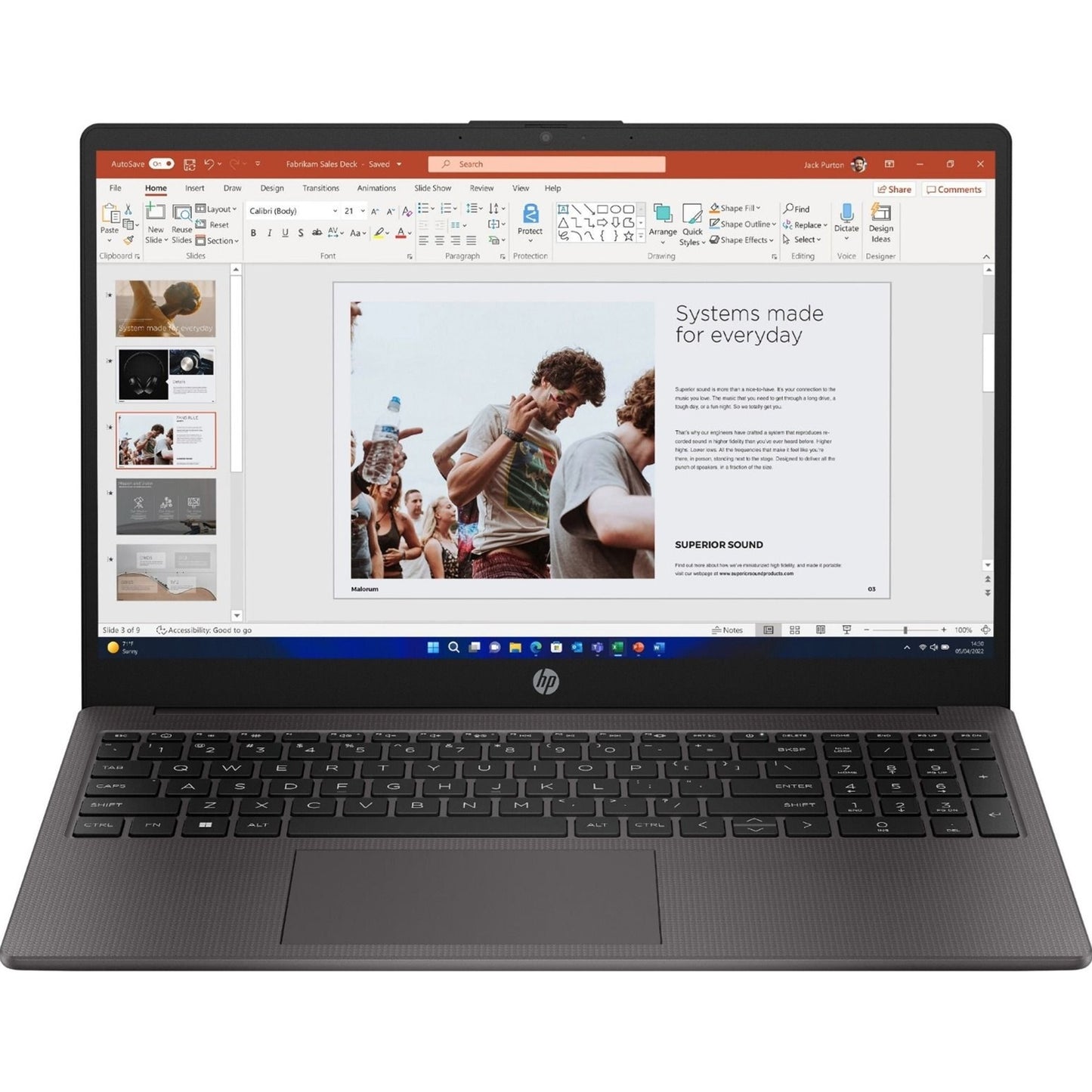 HP 255 G10 AK9U8AT#ABU Laptop, 15.6 Inch Full HD 1080p Screen, AMD Ryzen 5 7530U, 8GB RAM, 256GB SSD, Windows 11 Home