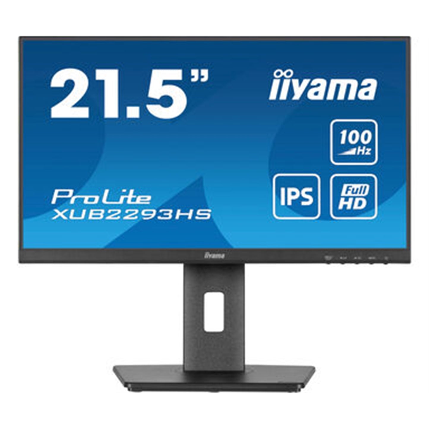 iiyama PROLITE XUB2293HS-B6 22 inch IPS Monitor, Full HD, 1ms, HDMI, DisplayPort, Freesync, 100Hz, Speakers, Black, Internal PSU, Height Adjust, Pivot, ACR, VESA