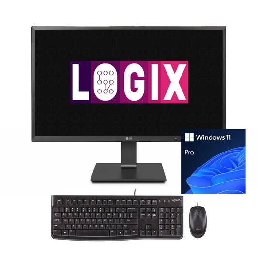 LOGIX Intel Quad Core 27 Inch Full HD All-in-One Business / Education Desktop PC with 12GB RAM and 512GB SSD, plus Windows 11 Pro, plus Logitech Keyboard & Mouse