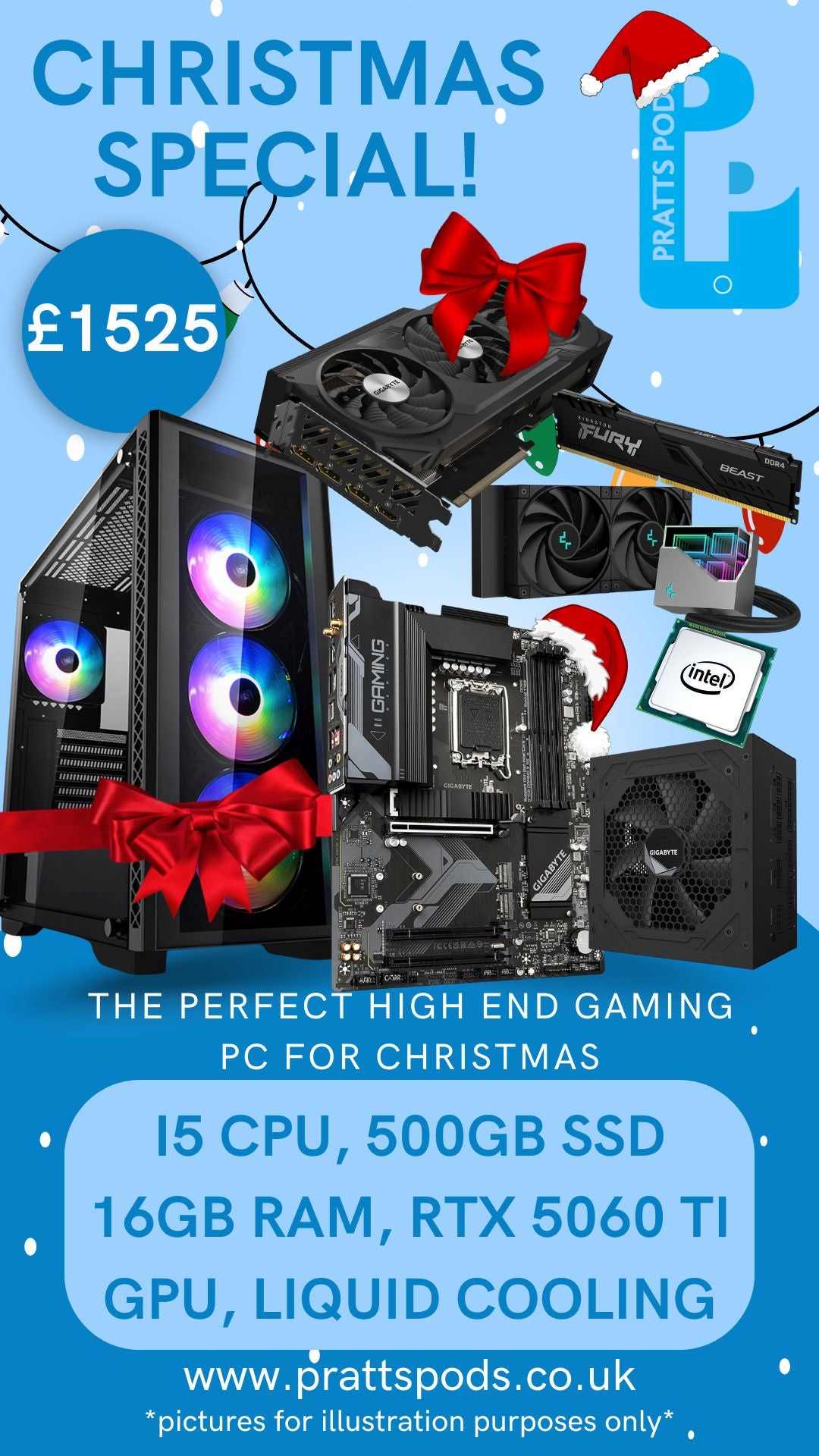 Brand New HIGH END Custom Built Gaming PC, i5-14560 @ 2.5GHz, 16GB RAM, 480GB SSD, GTX5060, Windows 11 Home