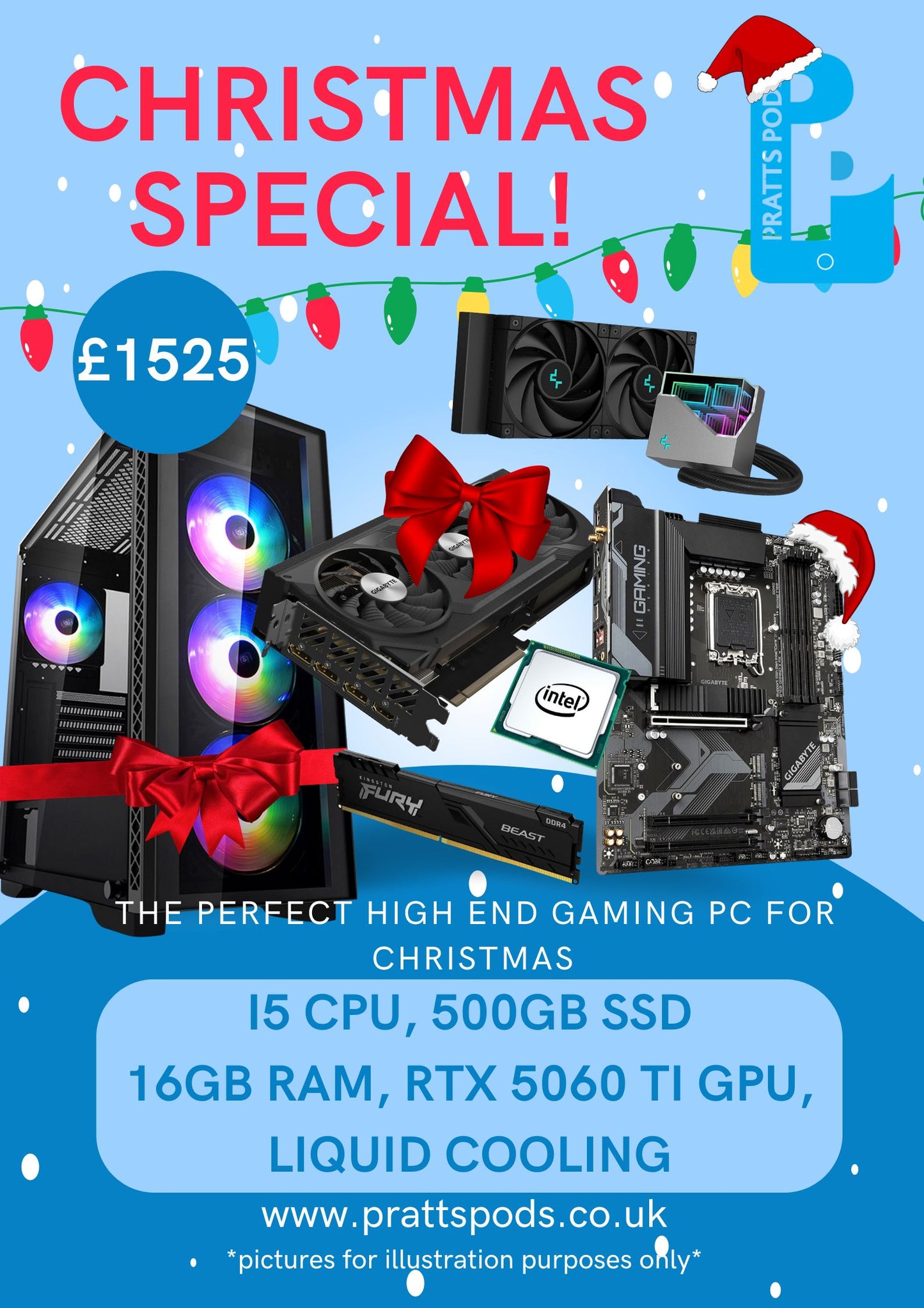 Brand New HIGH END Custom Built Gaming PC, i5-14560 @ 2.5GHz, 16GB RAM, 480GB SSD, GTX5060, Windows 11 Home