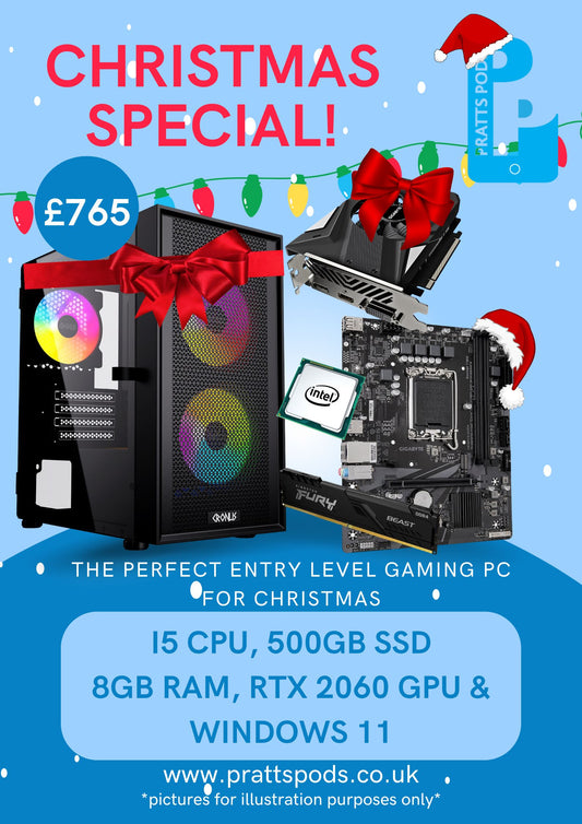 Brand New Custom Built Gaming PC, i5-12400 @ 2.5GHz, 8GB RAM, 480GB SSD, RTX2060, Windows 11 Home