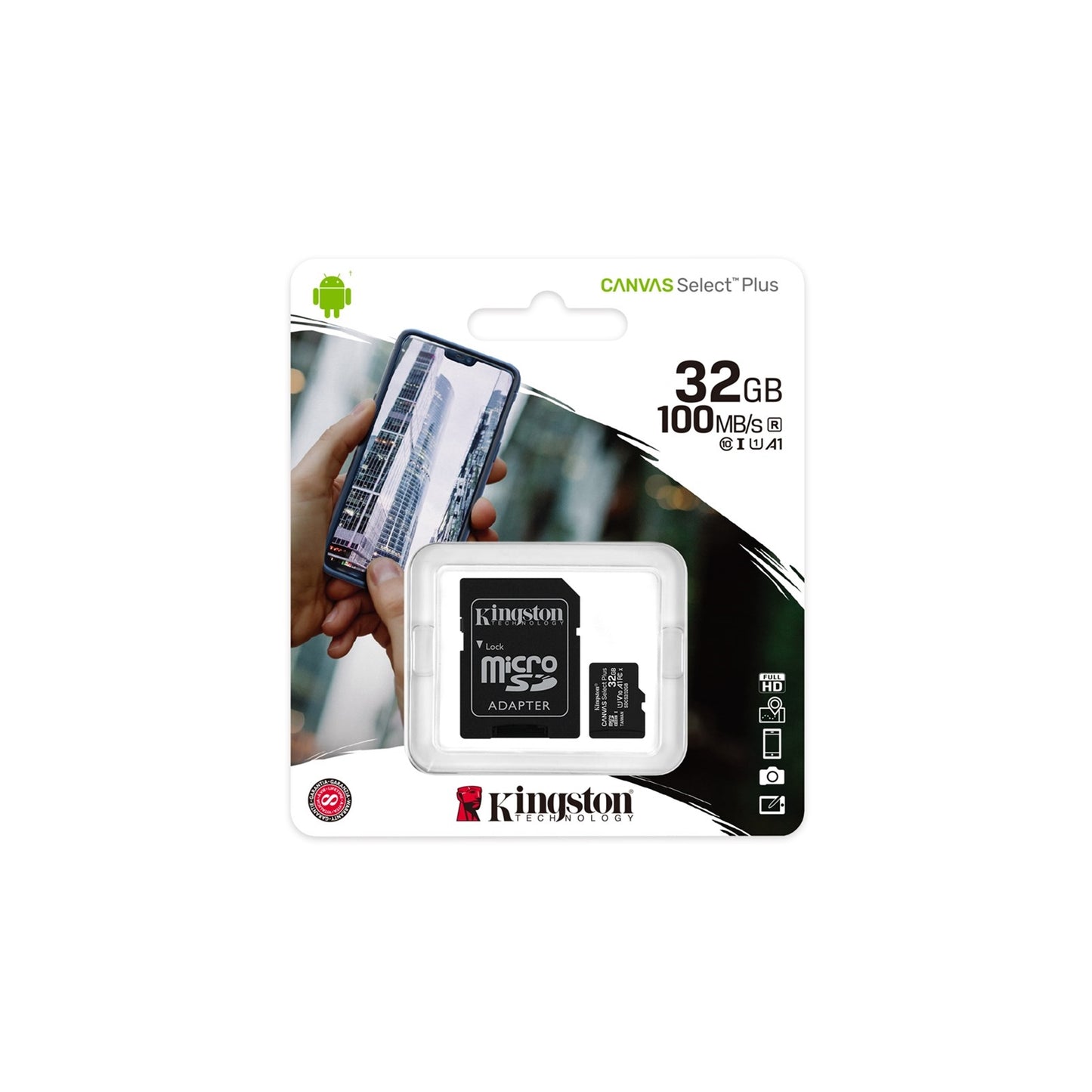 Kingston - Canvas Select Plus - MicroSD Class 10 Memory Card & SD Adapter - 32GB