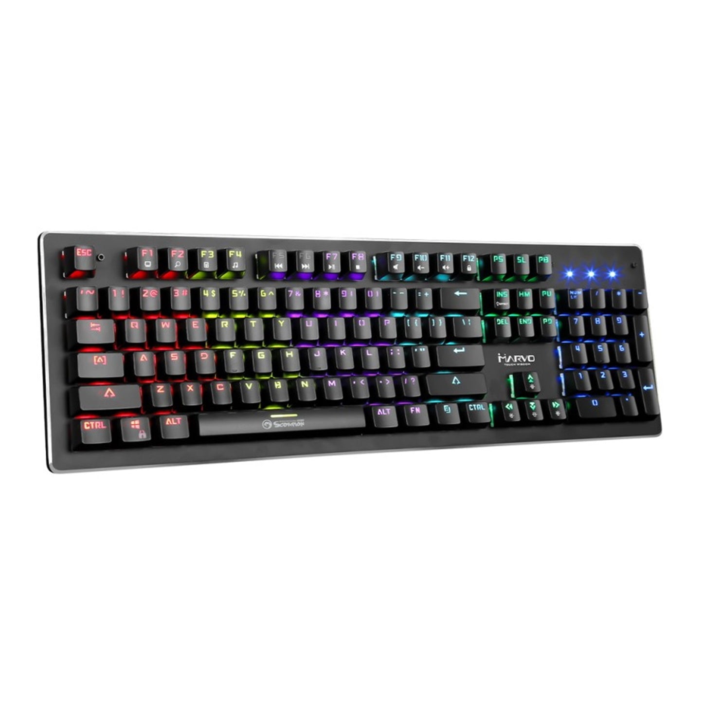 Marvo Scorpion KG909-UK Full Size Mechanical Gaming Keyboard, with Blue Mechanical Switches, RGB Backlight with Individual LED for Each Key, 104 Key, Anti-ghosting