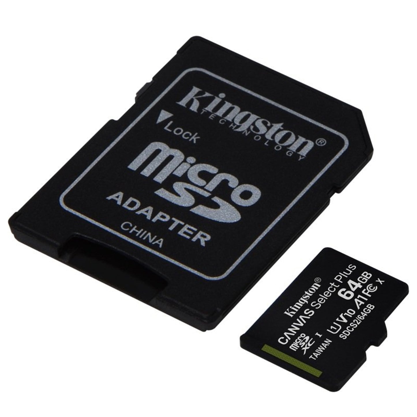 Kingston - Canvas Select Plus - MicroSD Class 10 Memory Card & SD Adapter - 64GB