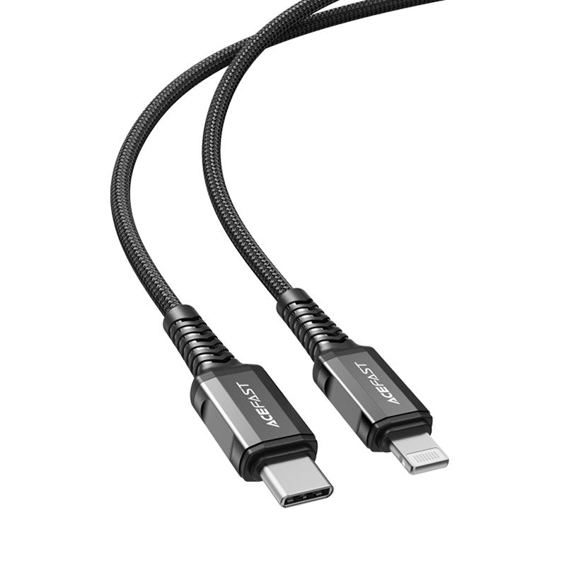 Acefast - 1.2m 30W Power Delivery - Type C to MFI Lightning Braided Cable - Space Grey