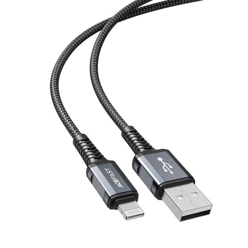 Acefast - 1.2m (2.4A) USB to MFI Lightning Braided Cable - Space Grey