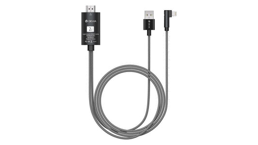 Devia - 2m 1080p HDMI to Apple Lightning and USB Cables - Black