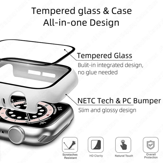 Apple Watch series 1, 2 & 3 42mm Watch tempered glass 360 protector case