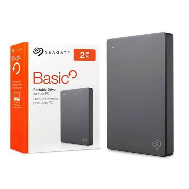 Seagate Basic 2TB Portable External Hard Drive, 2.5", USB 3.0, Grey