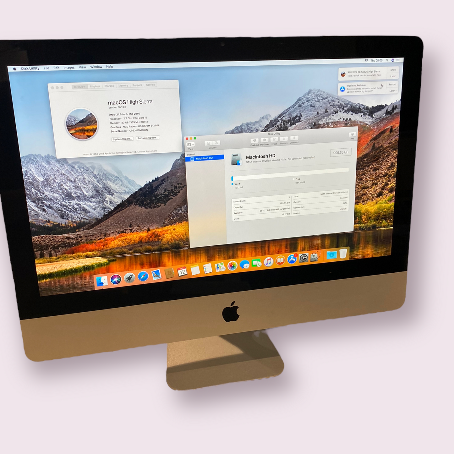 Apple iMac 21.5 2011 i5 @ 2.7GHz 1TB HDD 20GB RAM Radeon 6750 512MB High Sierra