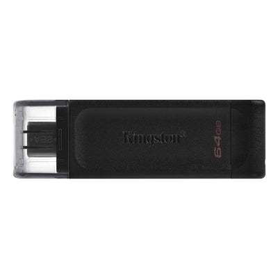 Kingston DT70/64GB DataTraveler 64GB USB Flash Drive, USB 3.2, USB-C, Gen1, 80MB/s, Cap Design, Black, Retail.